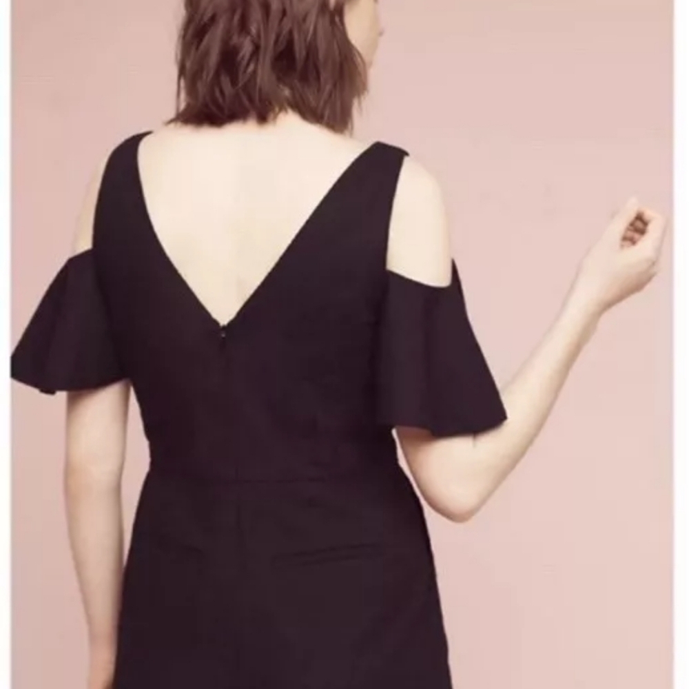 Anthropologie Elevenses black cold shoulder short one piece romper Sz2 - Picture 2 of 16